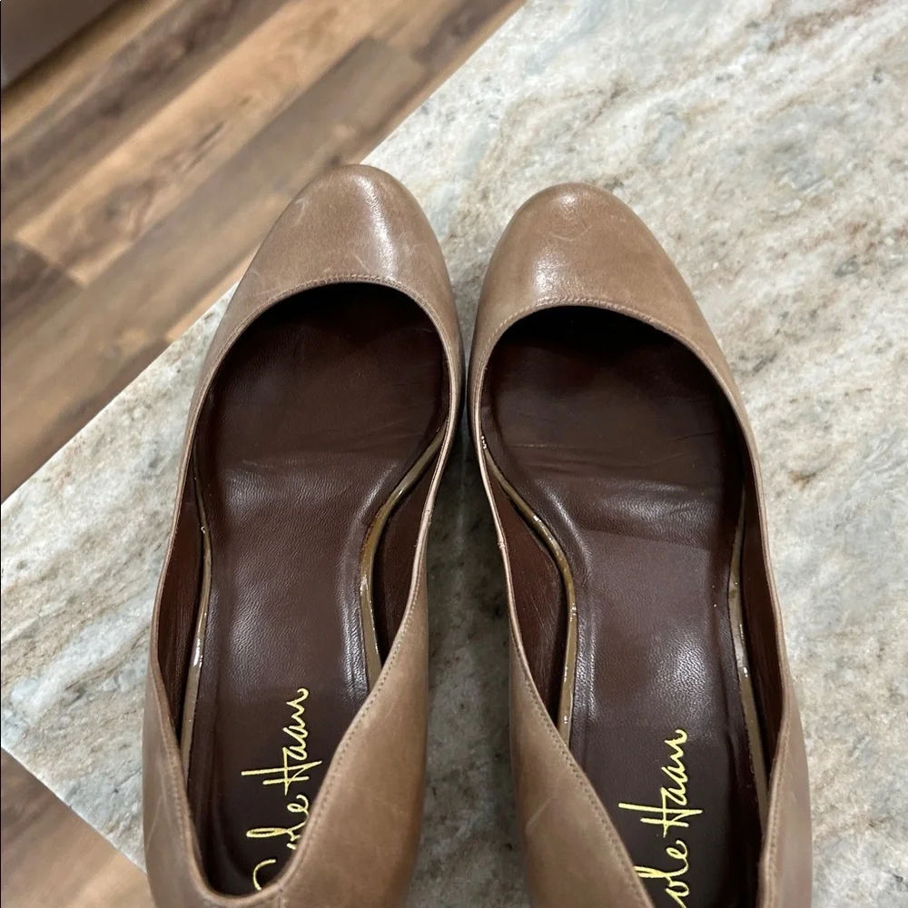 Cole Haan Brown Leather Low Wedge Pumps